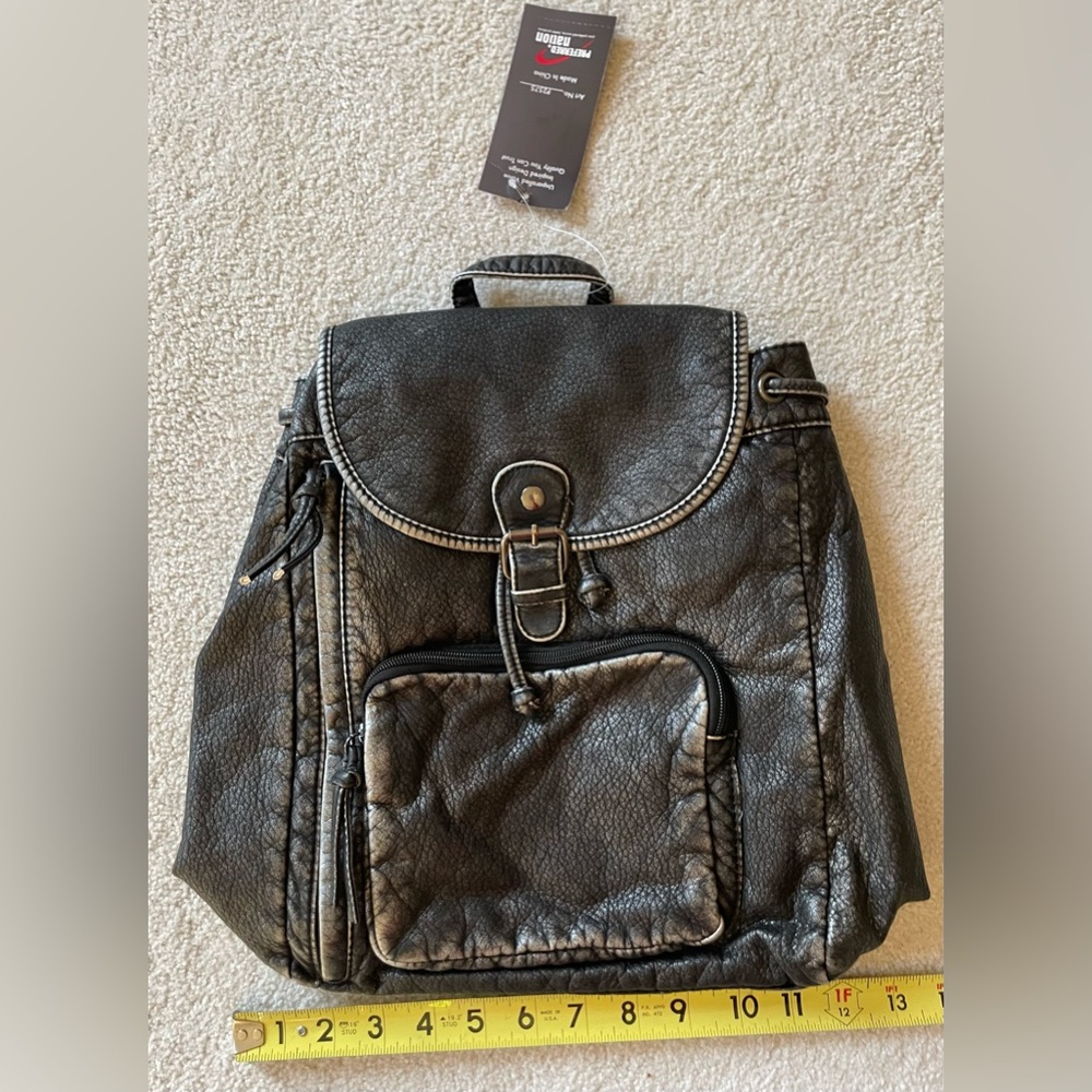 Black Vegan Leather Backpack